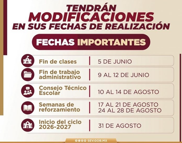 Confirma SEV modificación al calendario escolar