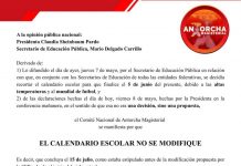 Antorcha Magisterial en contra a modificación de calendario escolar