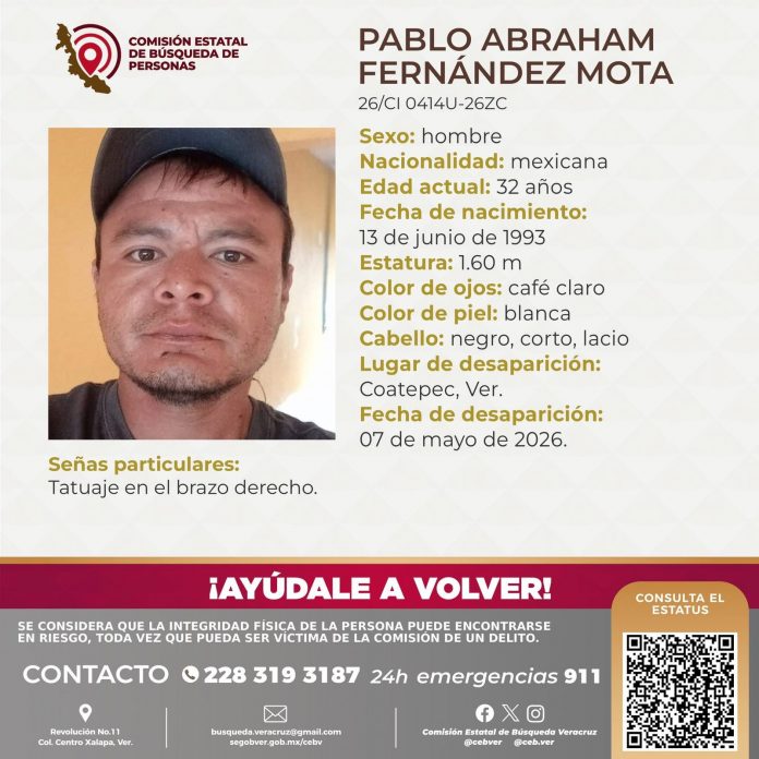 Desaparece hombre de Tuzamapan en Coatepec