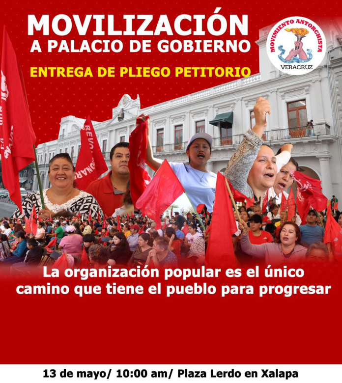 Comisión de antorchistas acudirá al Palacio de Gobierno en Xalapa